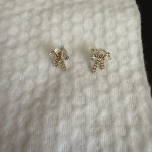 14k gold solid Elegant Gold Bow Stud Earrings